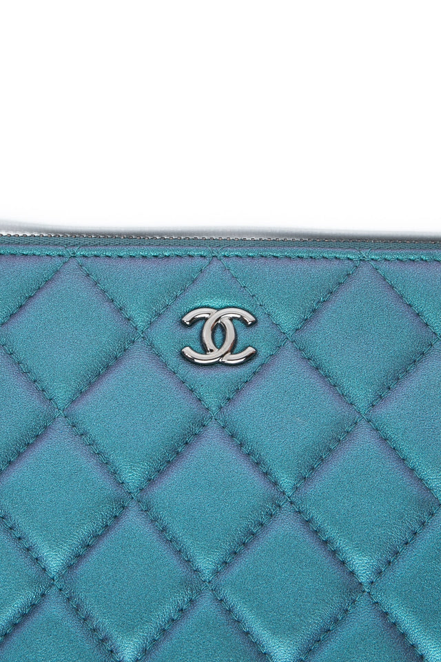 CHANEL Lambskin Quilted Iridescent O Case Clutch