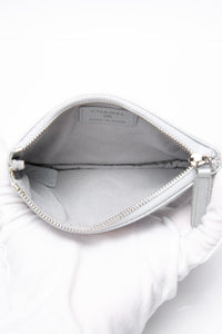 CHANEL Metallic Silver Caviar Chevron Quilted Small Mademoiselle Zip Pouch Case