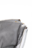 CHANEL Metallic Silver Caviar Chevron Quilted Small Mademoiselle Zip Pouch Case