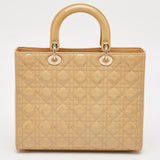 Dior Beige Cannage Patent Leather Large Lady Dior Tote
