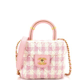 CHANEL Crush Top Handle Flap Bag Quilted Tweed Mini