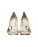 Dior Amazone Peep-Toe Pumps in Cream Leather