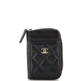 CHANEL CC Card Holder Zip Coin Purse Quilted Caviar