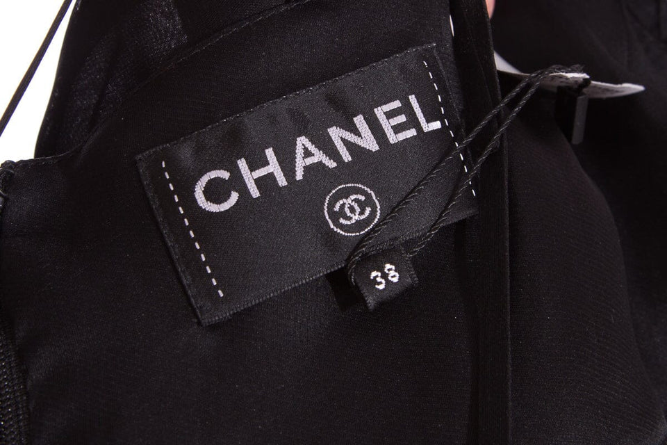 Chanel Black Ruffle Organza  Dress SZ 38