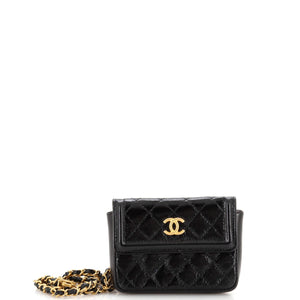 CHANEL CC Chain Belt Bag Quilted Shiny Aged Calfskin