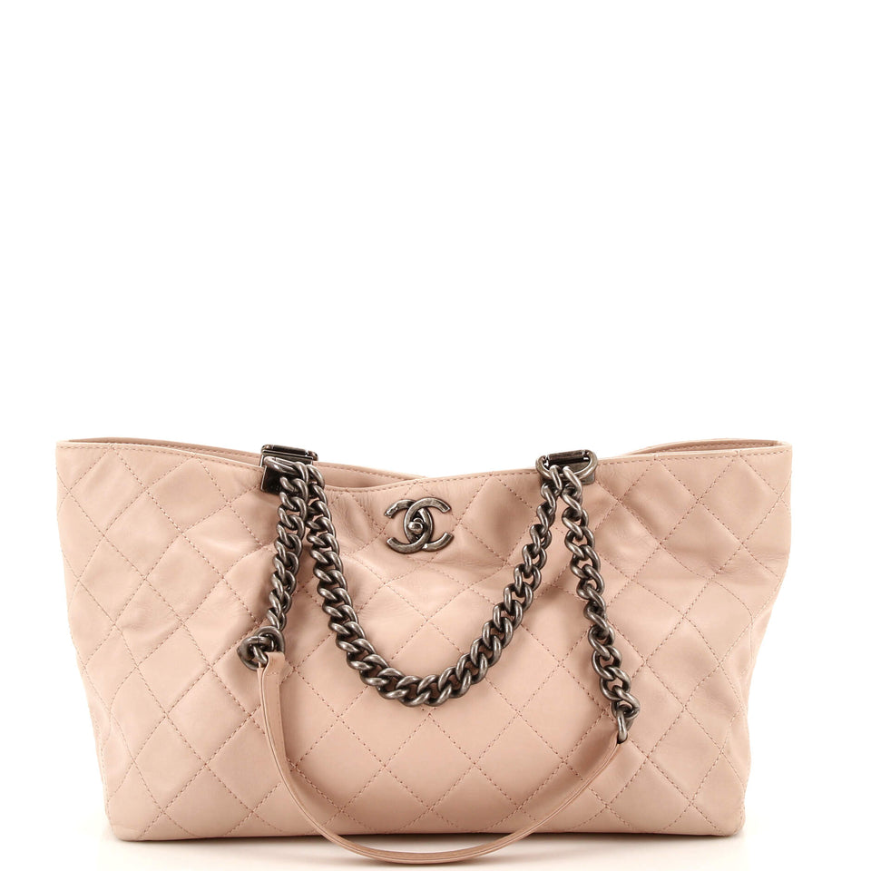 CHANEL Shopping In Chains Tote Quilted Calfskin Small