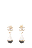 Chanel 2021 Pearl & Black CC Small Drop Earrings