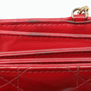 Dior Red Cannage Patent Leather Lady Dior Gusset Card Case