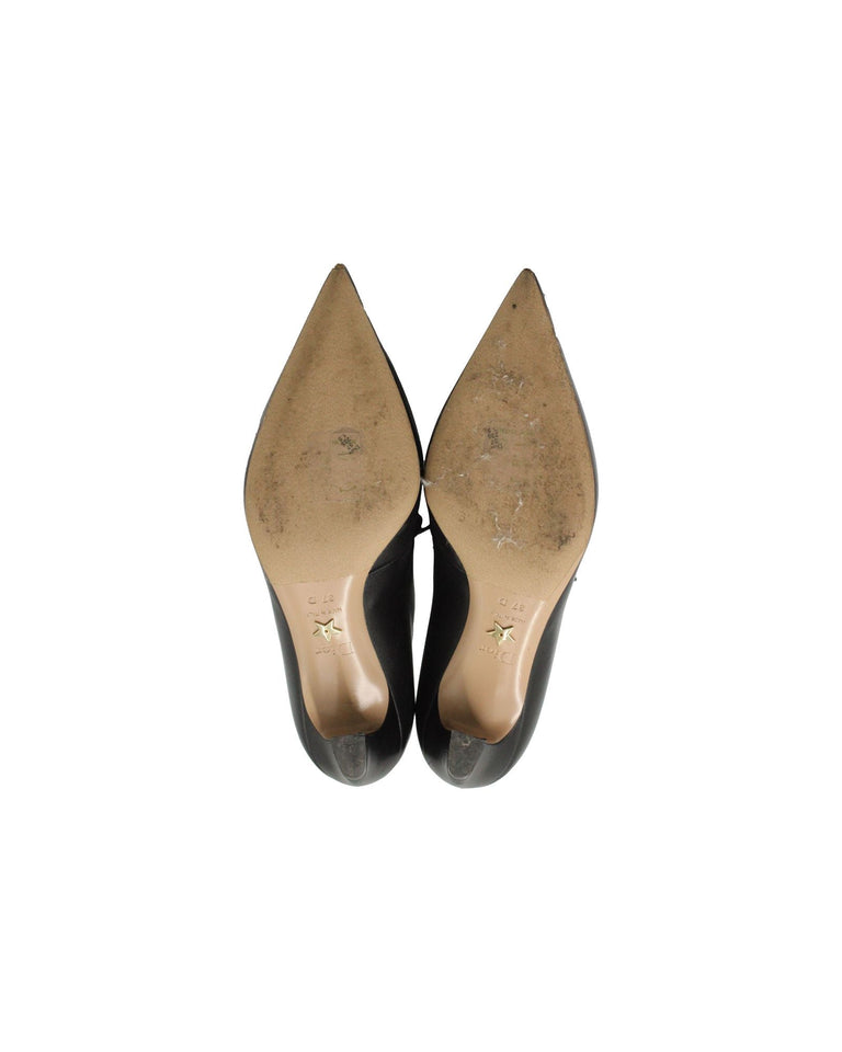 Dior Lace-Up Pointed-Toe Ankle Boots in Black Leather