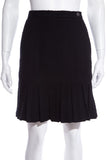 Chanel Black Tweed Pleated Bottom Skirt SZ 34