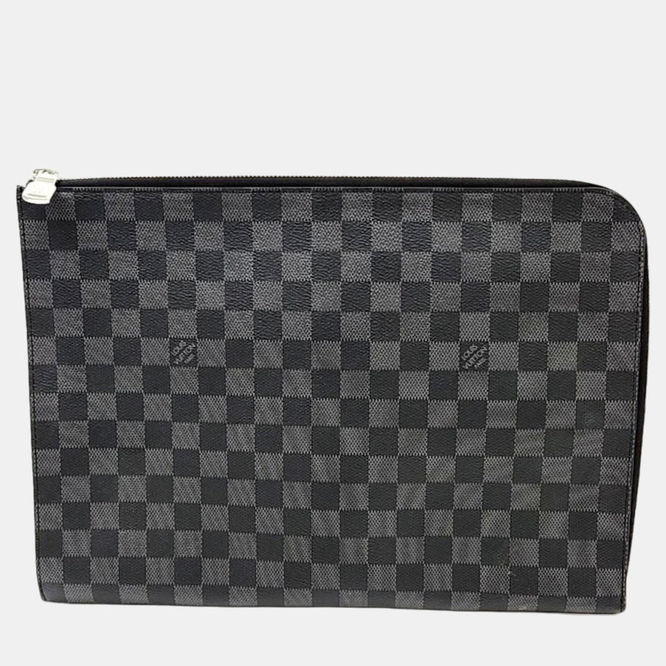 Grey Damier Graphite Canvas Pochette Jour GM Clutch Bag