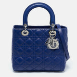 Dior Blue Cannage Leather Medium Lady Dior Tote