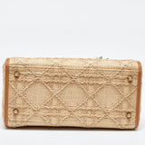 Dior Beige Raffia And Leather Medium Lady Dior Tote