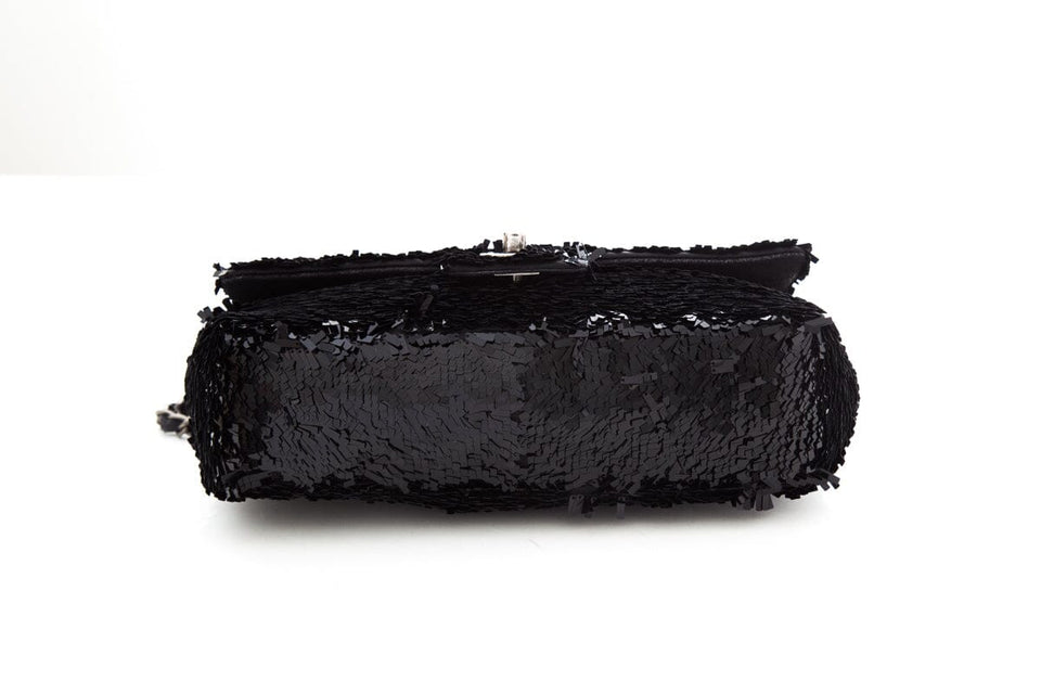 Chanel Black Sequin 2013/14 Single Flap Handbag