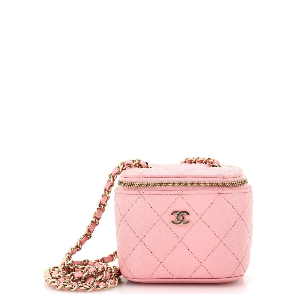CHANEL Classic Vanity Case with Chain Quilted Caviar Mini
