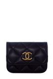 Chanel Black Mini Lambskin Flap Two Toned Hardware  Belt Bag