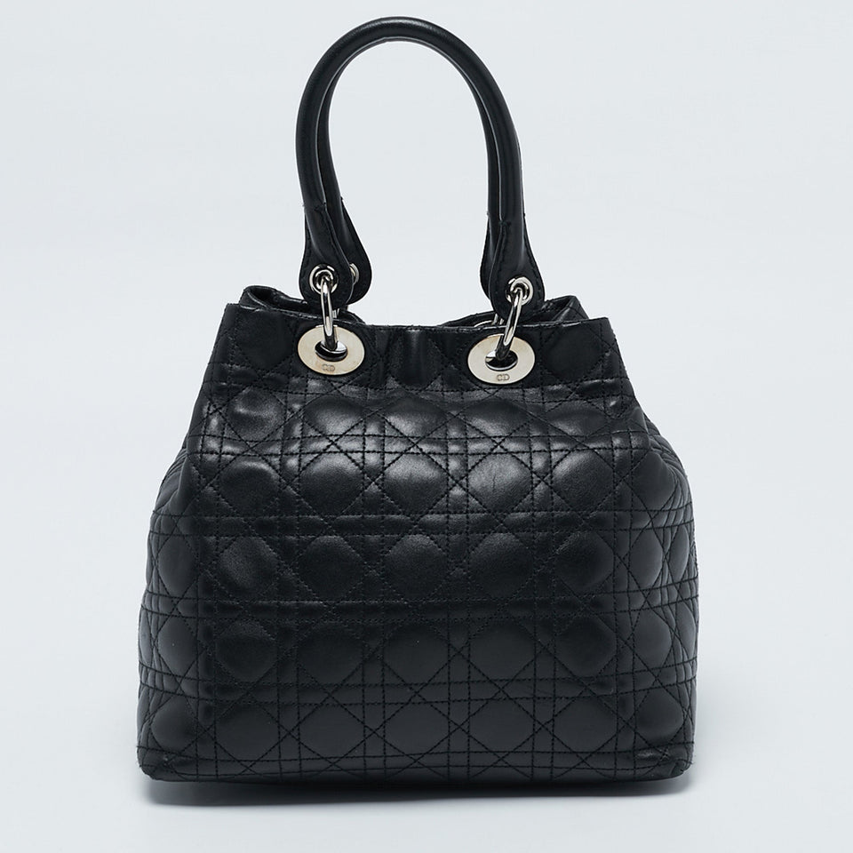 Dior Black Cannage Quilted Leather Soft Lady Dior Tote
