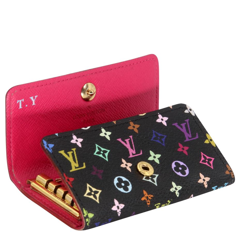 Louis Vuitton Black Pink Takashi Murakami Monogram Multicolore Multicles 4 Key Holder Wallet Tech Accessory