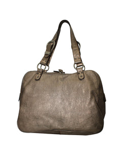 Dior Gaucho Large Tote Bag in Silver Metallic Leather