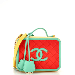 CHANEL Filigree Vanity Case Quilted Caviar Medium