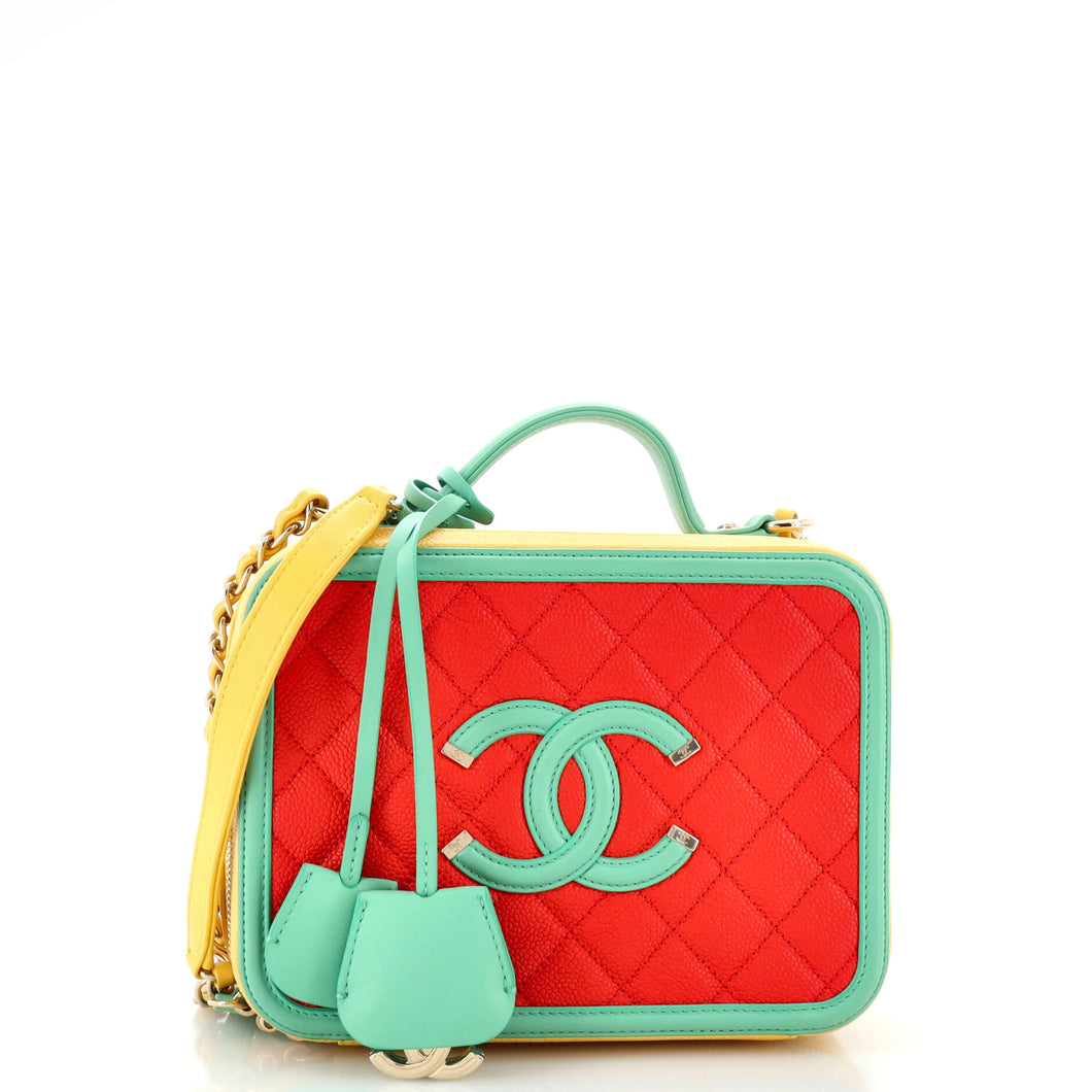 CHANEL Filigree Vanity Case Quilted Caviar Medium