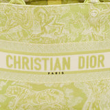 Dior Green/white Embroidered Canvas Medium Toile De Jouy Book Tote
