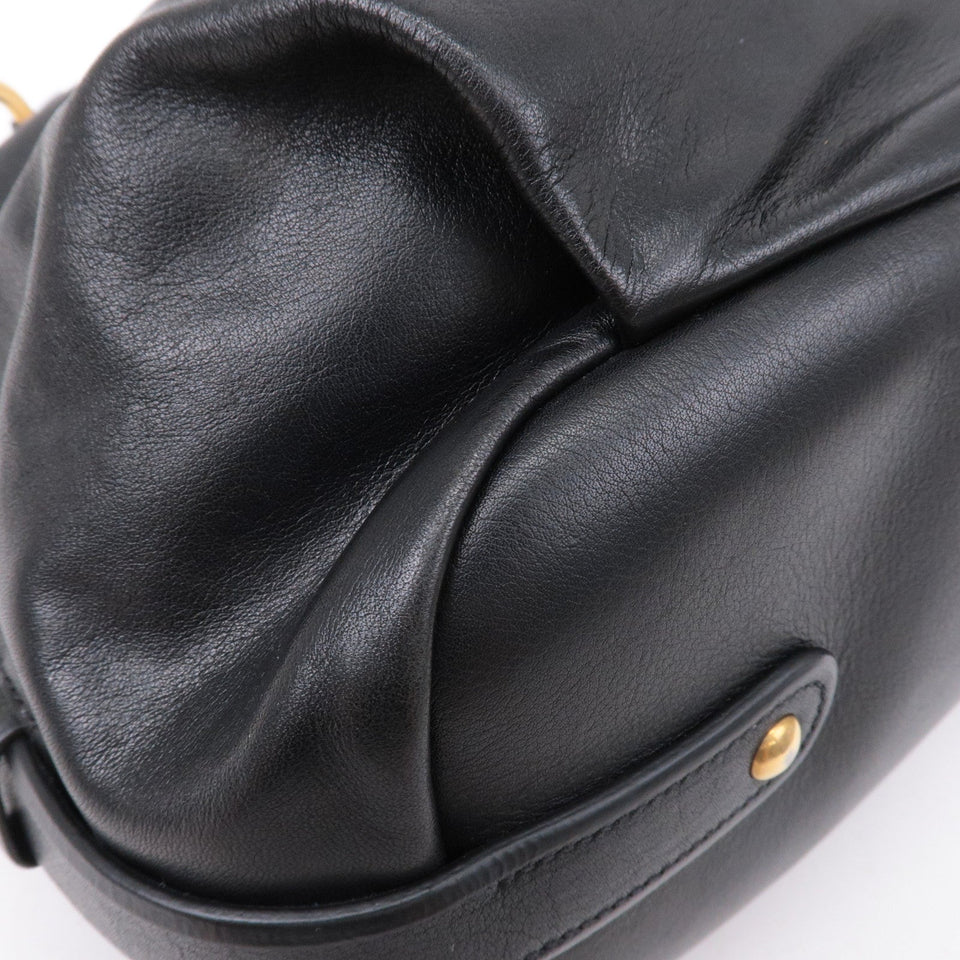 Prada Logo Leather One Shoulder Bag NERO Black