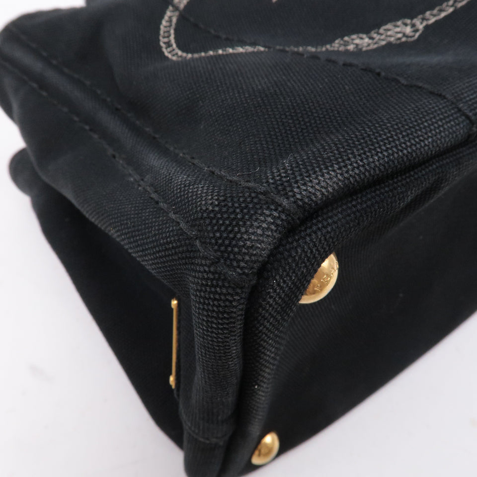 Prada Canapa Mini Canvas Tote Bag Hand Bag Black
