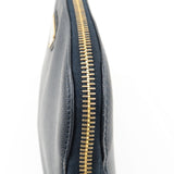 Prada Logo Leather Clutch Bag Pouch Purse Navy