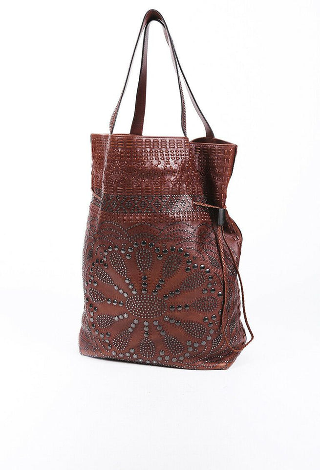 Gucci Studded Leather Drawstring Tote Bag