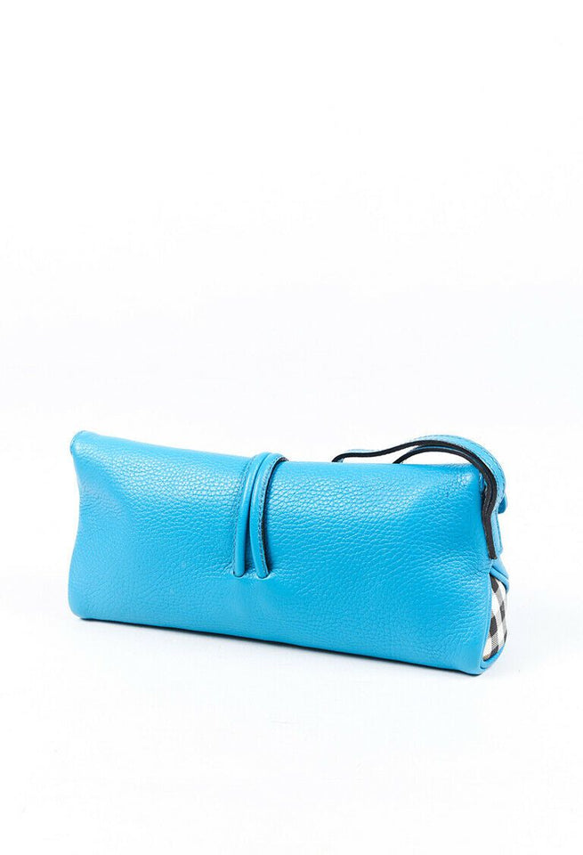 Burberry Clutch Bag Blue Leather Wristlet