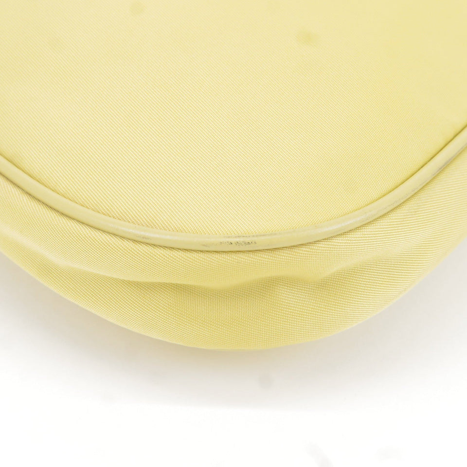 Prada Logo Nylon Leather Chain Shoulder Bag Yellow BR0104