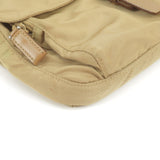 Prada Logo Nylon Leather Shoulder Bag Purse Beige BT0521