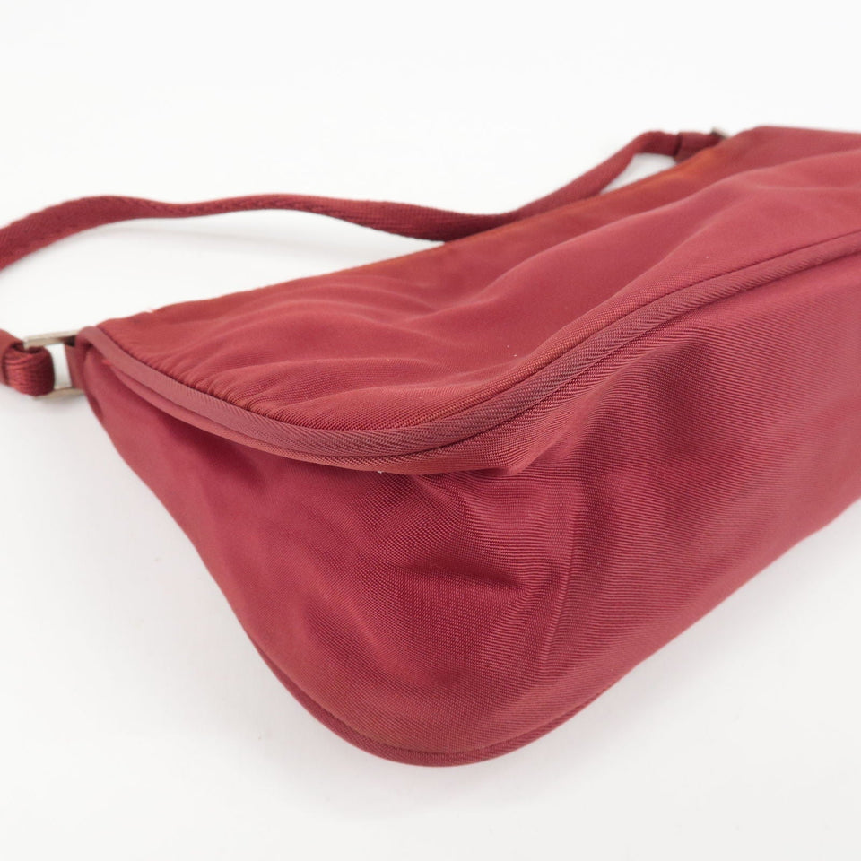 Prada Logo Nylon Hand Bag Shoulder Bag Pouch Purse Red