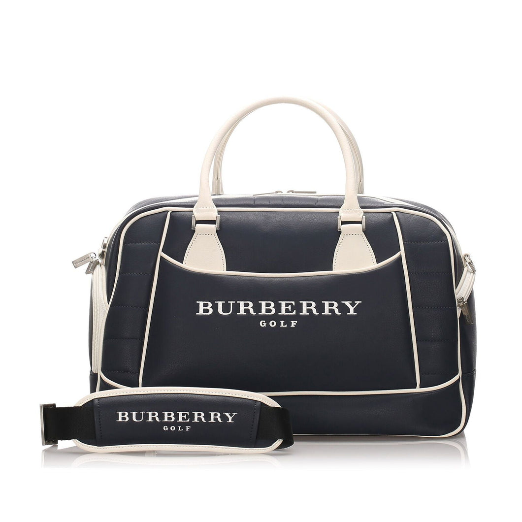 Burberry Blue Dark Calf Leather Logo Travel Bag United Kingdom