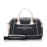 Burberry Blue Dark Calf Leather Logo Travel Bag United Kingdom