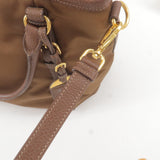 Prada Logo Nylon Leather 2Way Bag Hand Bag Brown BR4993