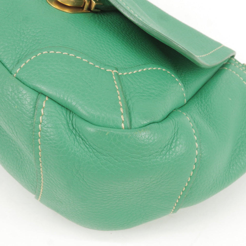 Prada Logo Leather Shoulder Bag Crossbody Bag Green