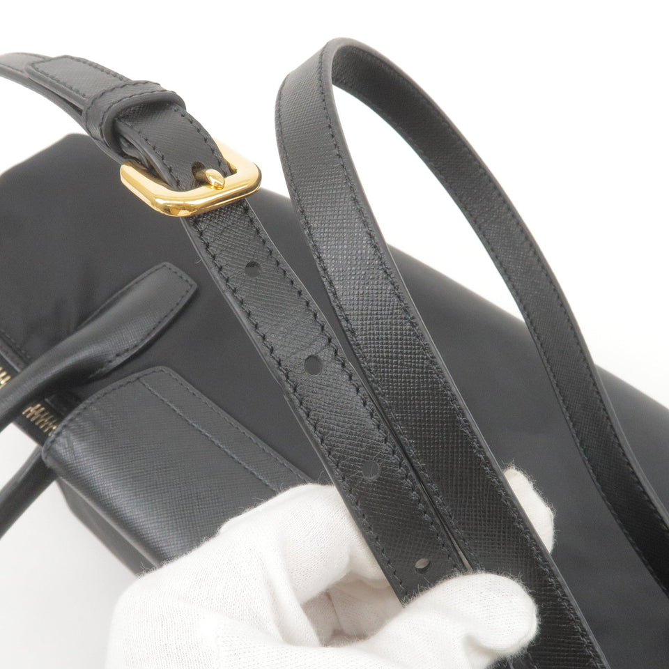 Prada Logo Nylon Leather 2Way Bag Hand Bag NERO Black BN2106