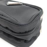 Prada Logo Nylon Leather Pouch Mini Bag Black 1N1346