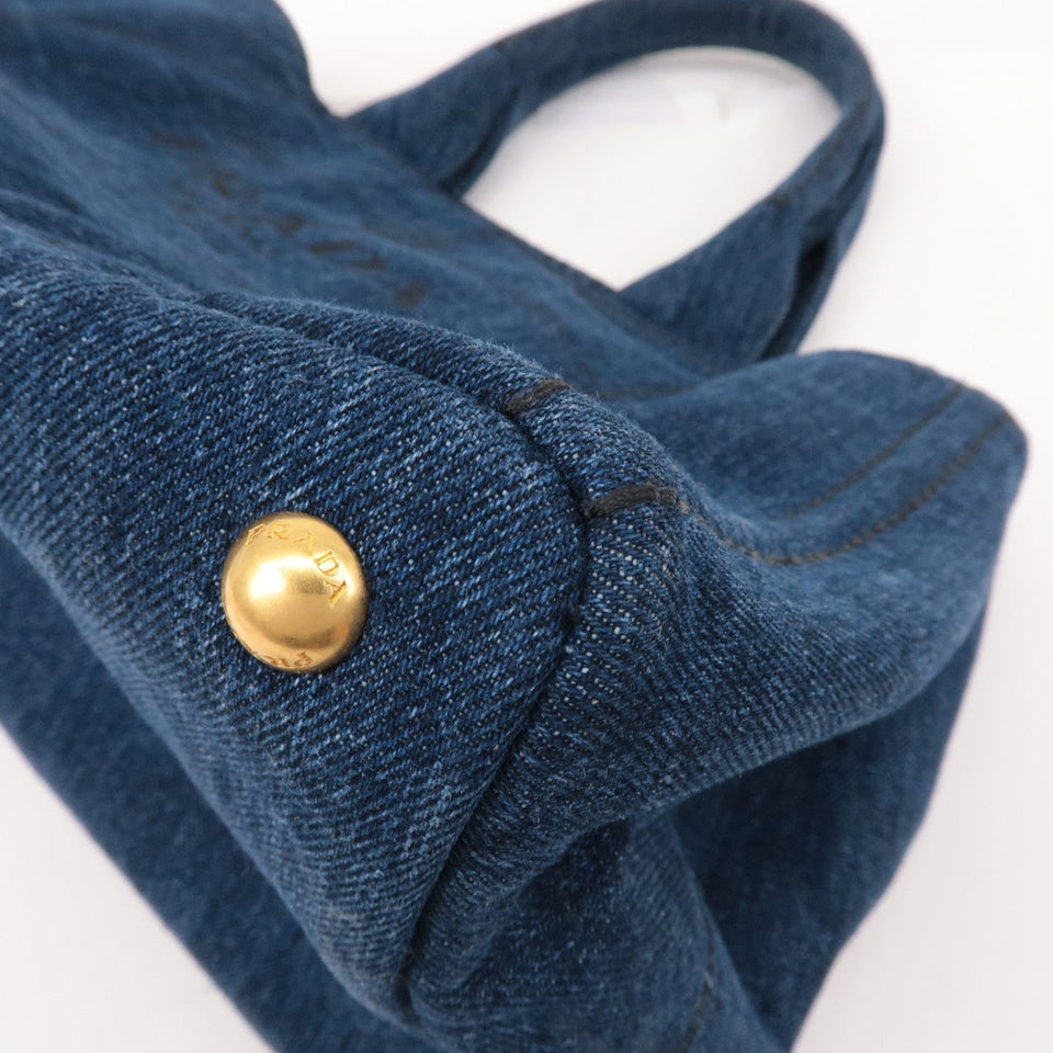 Prada Canapa Denim Tote Bag Hand Bag Denim Blue B1877B