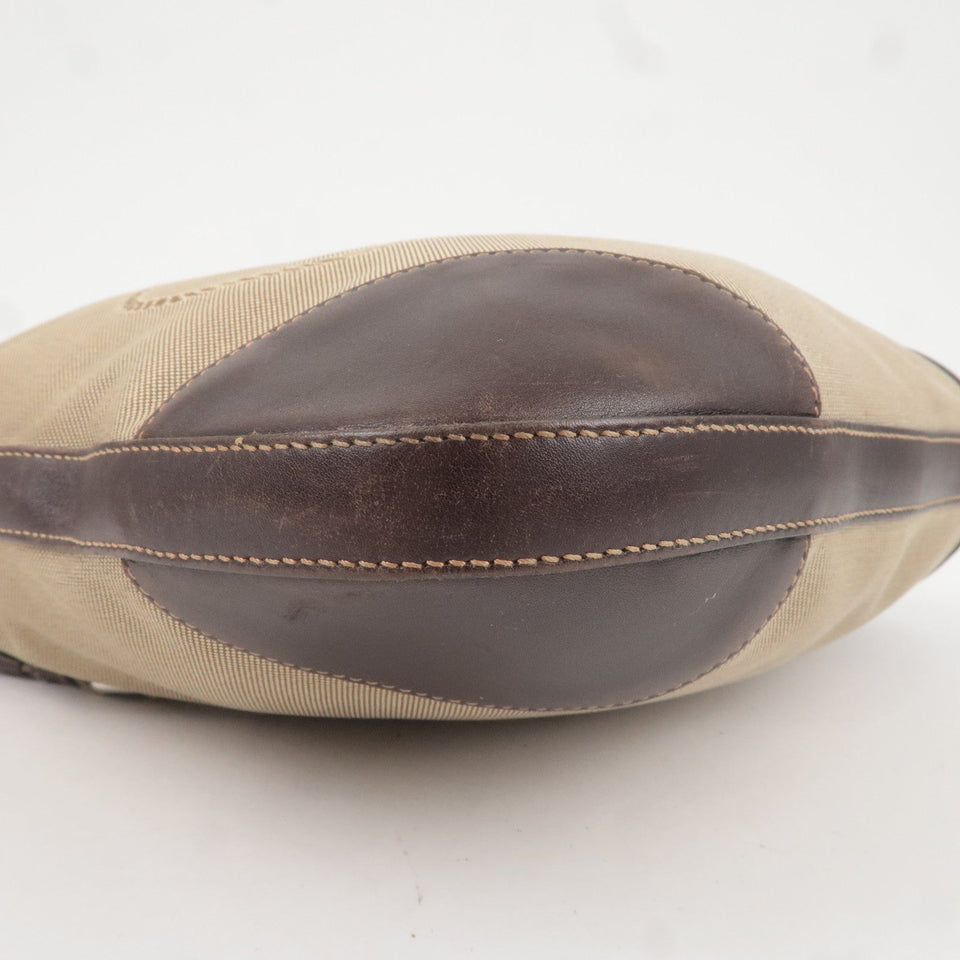 Prada Logo Jacquard Leather Shoulder Bag Beige Brown