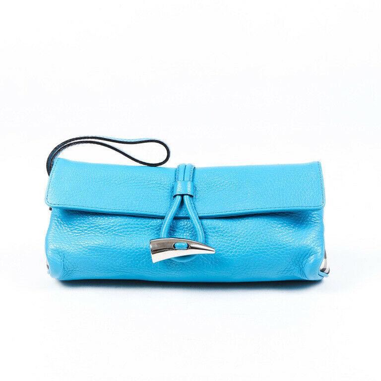 Burberry Clutch Bag Blue Leather Wristlet