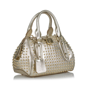 Burberry Silver Others Leather Studded Thornley Satchel Italy