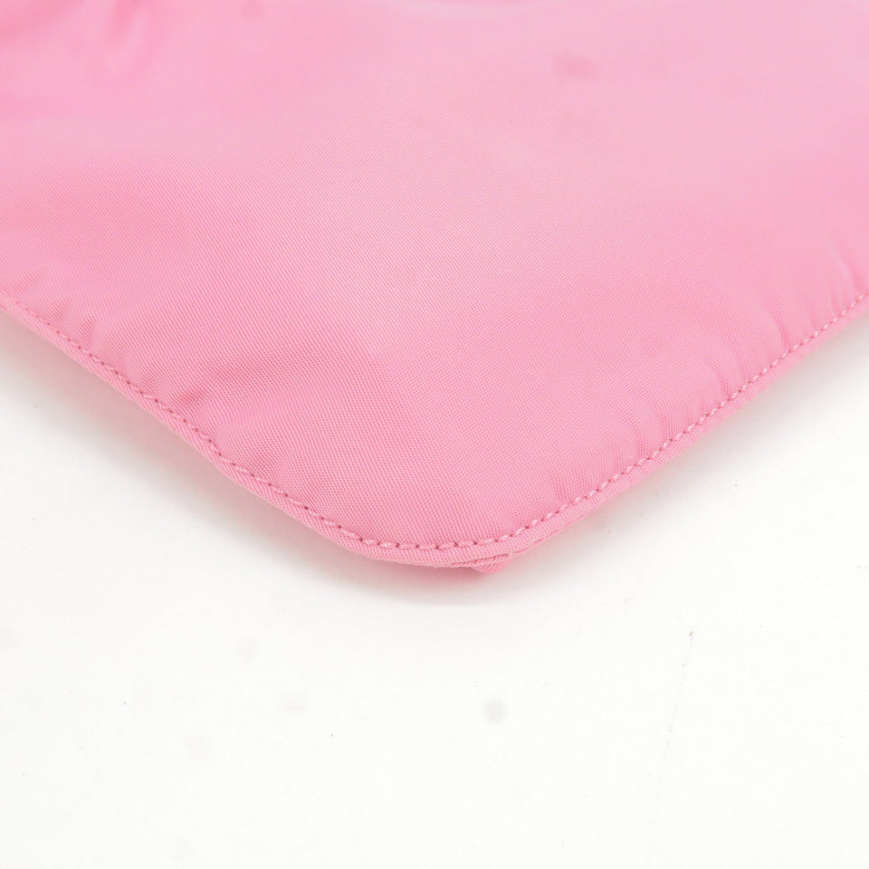 Prada Logo Nylon Shoulder Bag Crossbody Bag Purse Pink B7372