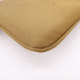 Prada Logo Nylon Leather Clutch Bag Pouch Brown