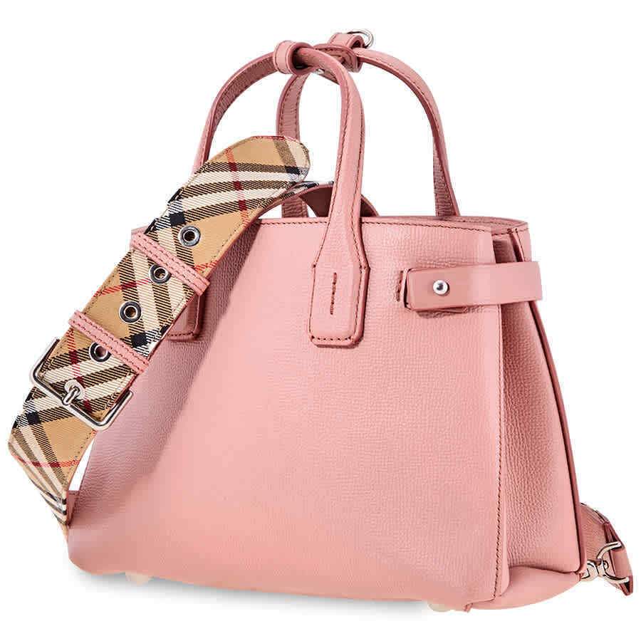 Burberry The Small Banner in Leather and Vintage Check- Dusty Rose
