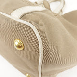 Prada Logo Jacquard Leather 2Way Bag Hand Bag Beige BN1841