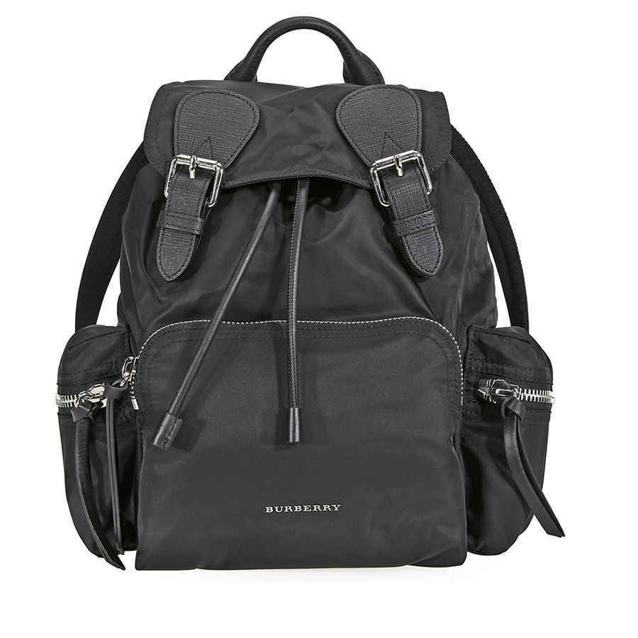 Burberry Medium Nylon and Leather Rucksack- Black 4048297