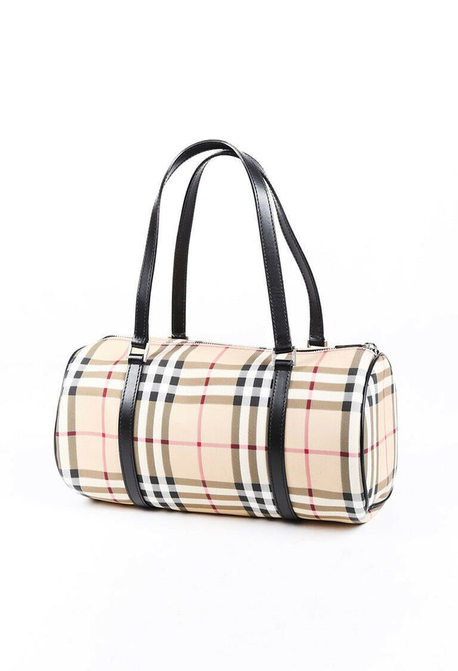 Burberry Bag Haymarket Check Leather Barrel